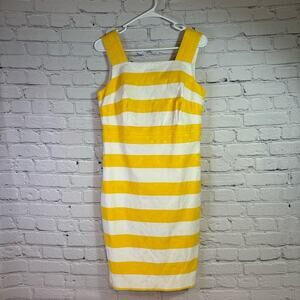 Ann Taylor Yellow & White Textured Sleeveless Dress Size 6 FF0601